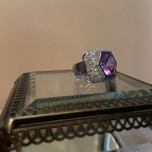 Lavender/Pinkish Crystal Cushion Ring